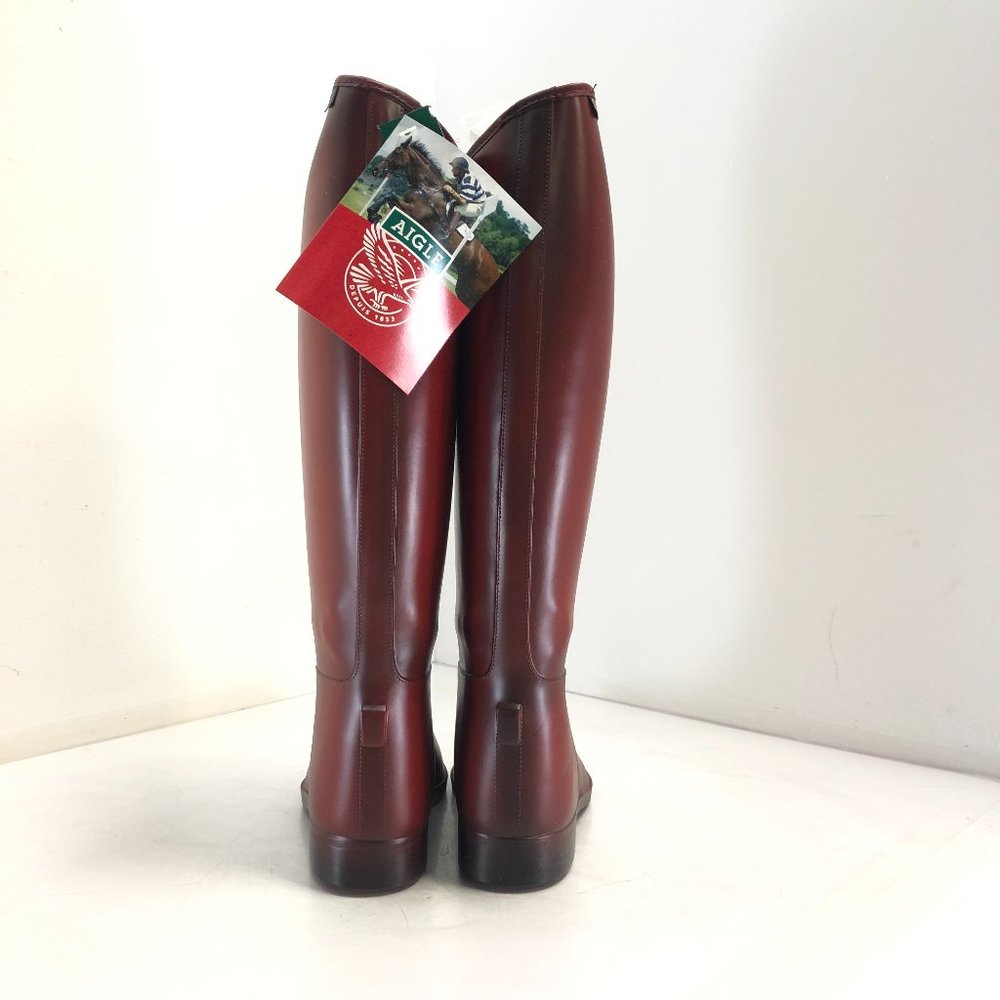 NWT Aigle Womens "Start" Equestrian Rain Boots in Rouge, Medium Calf Width - Picture 5 of 8